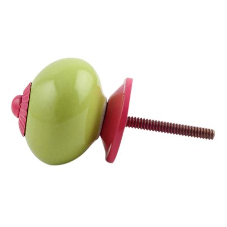 Lime Round Pink Fitting Ceramic Knob